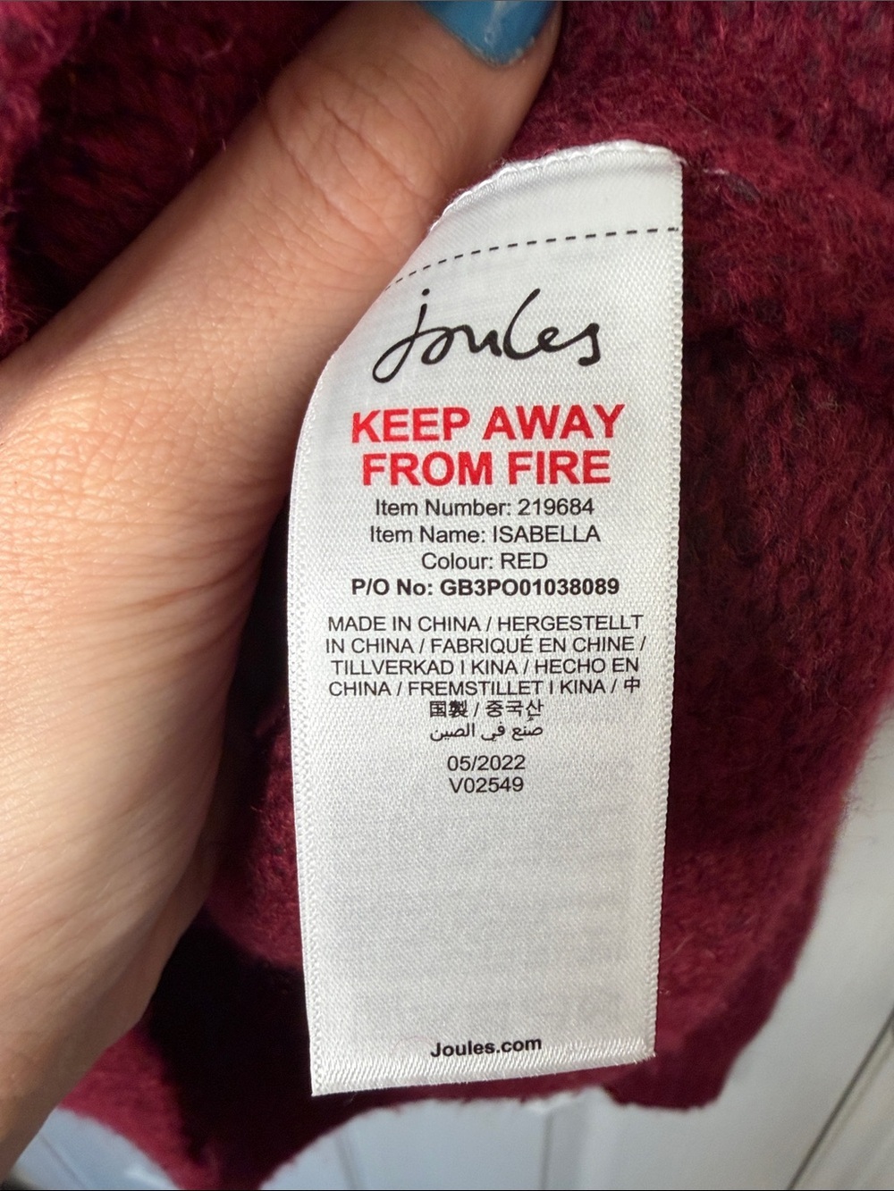 Joules Raspberry Red Textured Knit Sweater - Picture 5 of 7